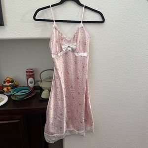 pink floral Victoria secret type silk slip dress